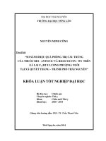 So sánh hiệu quả phòng trị cầu trùng của thuốc Bio - Anticoc và Rigecoccin - WS trên gà lai F1 (Ri x Lương Phượng) nuôi tại xã Quyết Thắng – Thành phố Thái Nguyên.