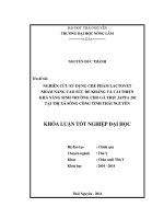 Nghiên cứu sử dụng chế phẩm Lactovet nhằm nâng cao sức đề kháng và cải thiện khả năng sinh trưởng cho gà thịt Japfa 202 tại thị xã Sông Công tỉnh Thái Nguyên
