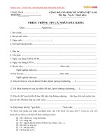 Phiếu thông tin cá nhân đầu khóa