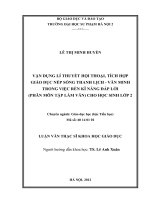 Vận dụng lí thuyết hội thoại, tích hợp giáo dục nếp sống thanh lịch - văn minh trong việc rèn kĩ năng đáp lời (Phân môn tập làm văn) cho học sinh lớp 2