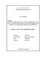 Đánh giá hiện trạng chất lượng môi trường nước mặt từ đó xây dựng bản đồ chất lượng môi trường nước mặt khu vực thành phố Vĩnh Yên, tỉnh Vĩnh Phúc.