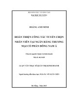 Luận văn thạc sĩ hoàn thiện công tác tuyển chọn nhân viên tại ngân hàng thương mại cổ phần đông nam á