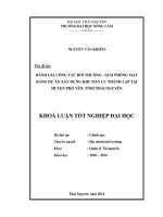 Đánh giá công tác bồi thường – giải phóng mặt bằng dự án xây dựng khu dân cư Thành Lập tại huyện Phổ Yên, tỉnh Thái Nguyên.