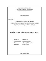 Tìm hiểu quá trình đô thị hóa ảnh hưởng đến việc sử dụng đất nông nghiêp tại thị xã Bắc Kạn - tỉnh Bắc Kạn.