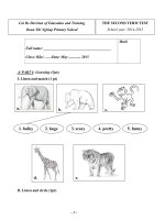 1 Đề thi học kì 2 lớp 4 môn Tiếng Anh năm học 2014-2015 trường tiểu học Đoàn Thị Nghiệp, Tiền Giang