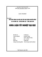 Giải pháp nâng cao hiệu quả của hoạt động khuyến nông tại xã Đình Lập - huyện Đình Lập - tỉnh Lạng Sơn.