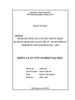 Đánh giá công tác cấp giấy chứng nhận qyền sử dụng đất tại xã Thủ Sỹ, huyện Tiên Lữ, tỉnh Hưng Yên giai đoạn 2011 – 2013.