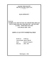 Nghiên cứu một số yếu tố ảnh hưởng đến giá đất ở trên địa bàn Thị Trấn Đu - Huyện Phú Lương - Tỉnh Thái Nguyên giai đoạn 2010 – 2013.