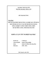 Một số giải pháp nhằm nâng cao hiệu quả tín dụng đối với hộ sản xuất tại chi nhánh Ngân hàng Nông nghiệp và Phát triển nông thôn huyện Phú Lương tỉnh Thái Nguyên.
