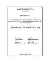 Tìm hiểu nhận thức của người dân về môi trường trên địa bàn xã Quyết Thắng, Thành phố Thái Nguyên, tỉnh Thái Nguyên.