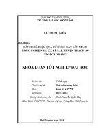 Đánh giá hiệu quả sử dụng đất sản xuất nông nghiệp tại xã Lê Lai, huyện Thạch An, tỉnh Cao Bằng.