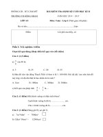 Đề kiểm tra cuối học kì 2 môn Toán lớp 4 năm học 2014-2015 trường Tiểu học Sông Nhạn, Đồng Nai