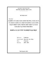 Nghiên cứu khả năng sinh trưởng, năng suất và chất lượng của một số giống cao lương ngọt triển vọng trong điều kiện vụ xuân năm 2013 tại tỉnh Vĩnh Phúc.