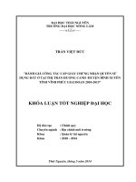 Đánh giá công tác cấp giấy chứng nhận quyền sử dụng đất ở tại thị trấn Hương Canh huyện Bình Xuyên - tỉnh Vĩnh Phúc giai đoạn 2010 - 2013.