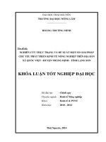 Nghiên cứu thực trạng và đề xuất một số giải pháp chủ yếu phát triển kinh tế nông nghiệp trên địa bàn xã Quốc Việt – huyện Tràng Định – tỉnh Lạng Sơn.