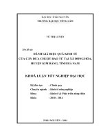 Đánh giá hiệu quả kinh tế của cây dưa chuột bao tử tại xã Đồng Hóa - huyện Kim Bảng - tỉnh Hà Nam.