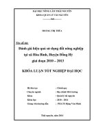 Đánh giá hiệu quả sử dụng đất nông lâm nghiệp giai đoạn 2010 – 2013 tại xã Hòa Bình - Huyện Đồng Hỷ.