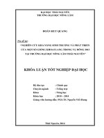 Nghiên cứu khả năng sinh trưởng và phát triển của một số giống khoai lang trong vụ Đông 2013 tại trường Đại học Nông Lâm Thái Nguyên.