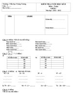 Đề kiểm tra học kì II môn Toán lớp 1 trường tiểu học Trưng Vương