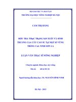 Điều tra thực trạng sản xuất và sinh trưởng của cây cao su tại một số vùng trồng của Tỉnh Sơn La