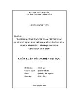 Đánh giá công tác cấp giấy chứng nhận quyền sử dụng đất trên địa bàn xã Đồng Tâm- huyện Bình Liêu – Tỉnh Quảng Ninh giai đoạn 2010 - 2013.