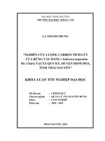 Nghiên cứu lượng Carbon (C) tích lũy của rừng Vầu đắng (Indosasa angustata Mc. Clure) tại xã Quy Kỳ, huyện Định Hóa, tỉnh Thái Nguyên.