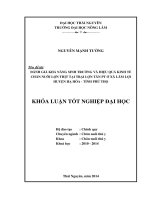 Đánh giá khả năng sinh trưởng và hiệu quả kinh tế chăn nuôi lợn thịt tại trại lợn Tân PT ở xã Lâm Lợi - huyện Hạ Hòa - tỉnh Phú Thọ.