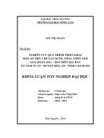 Nghiên cứu quá trình triển khai một số tiêu chí xây dựng nông thôn mới giai đoạn 2013 - 2014 trên địa bàn xã Nam Tuấn - huyện Hòa An - tỉnh Cao Bằng.