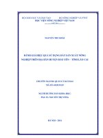 Đánh giá hiệu quả sử dụng đất sản xuất nông nghiệp trên địa bàn huyện Bảo Yên, tỉnh Lào Cai