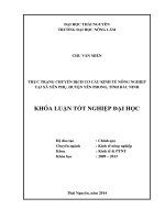 Thực trạng chuyển dịch cơ cấu kinh tế nông nghiệp tại xã Yên Phụ, huyện Yên Phong, tỉnh Bắc Ninh.