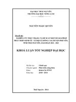 Nghiên cứu thực trạng và đề xuất một số giải pháp phát triển kinh tế - xã hội xã Đông Cao, huyện Phổ Yên, tỉnh Thái Nguyên, giai đoạn 2011 - 2013.