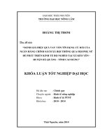 Đánh giá hiệu quả vay vốn tín dụng ưu đãi của Ngân hàng chính sách xã hội thông qua hội phụ nữ để phát triển kinh tế hộ nghèo tại xã Kéo Yên - huyện Hà Quảng - tỉnh Cao Bằng.