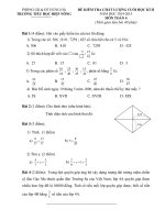 Đề kiểm tra chất lượng cuối học kì 2 môn Toán lớp 4 năm 2015 trường tiểu học Điệp Nông, Thái Bình