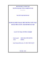Đánh giá hiện trạng môi trường nước mặt Huyện Phú Xuyên, Thành phố Hà Nội