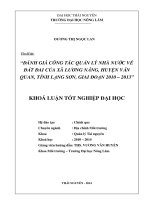 Đánh giá công tác quản lý nhà nước về đất đai của xã Lương Năng, huyện Văn Quan, tỉnh Lạng Sơn, giai đoạn 2010 - 2013.