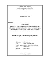 Ảnh hưởng của nước thải nhà máy giấy Hoàng Văn Thụ đến chất lượng nước sông Cầu đoạn chảy qua thành phố Thái Nguyên – tỉnh Thái Nguyên.