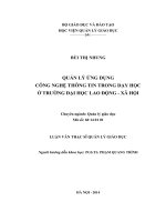 Quản lý ứng dụng công nghệ thông tin trong trong dạy học ở trường Đại học Lao động – Xã hội