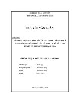 Đánh giá hiệu quả kinh tế của việc thay thế giun quế vào khẩu phần ăn cơ sở của gà thịt tại xã Hà Long huyện Hà Trung tỉnh Thanh Hóa.