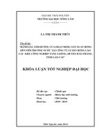 Đánh giá ảnh hưởng của hoạt động sản xuất đồng đến môi trường nước tại Công ty Luyện đồng Lào Cai - Khu Công nghiệp Tằng Loỏng, huyện Bảo Thắng, tỉnh Lào Cai.