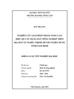 Nghiên cứu giải pháp nhằm nâng cao hiệu quả sử dụng đất nông nghiệp trên địa bàn xã Nghĩa Thịnh, huyện Nghĩa Hưng, Tỉnh Nam Định.