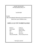 Điều tra sinh kế nông hộ tại xã Dương Quang, thị xã Bắc Kạn, tỉnh Bắc Kạn.