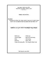 Đánh giá công tác thu gom và quản lý chất thải rắn y tế tại bệnh viện đa khoa huyện Hòa An.