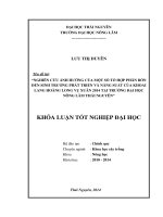 Nghiên cứu ảnh hưởng của một số tổ hợp phân bón đến sinh trưởng phát triển và năng suất của khoai lang Hoàng Long vụ Xuân 2014 tại Trường Đại học Nông Lâm Thái Nguyên.