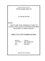 Chất lượng nước sinh hoạt và nhu cầu sử dụng nước sạch của người dân xã Bế Triều, huyện Hòa An, tỉnh Cao Bằng.