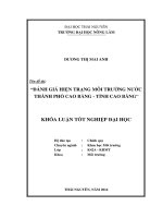 Đánh giá hiện trạng môi trường nước thành phố Cao Bằng - tỉnh Cao Bằng.