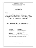 Đánh giá hiện trạng và đề xuất biện pháp quản lý chất thải rắn y tế tại Bệnh viện Đa khoa tỉnh Bắc Kạn.