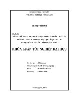 Đánh giá thực trạng và một số giải pháp chủ yếu để phát triển kinh tế hộ tại xã Quất Lưu, huyện Bình Xuyên, tỉnh Vĩnh Phúc.