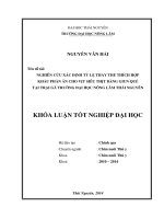 Nghiên cứu xác định tỷ lệ thay thế thích hợp khẩu phần ăn cho vịt siêu thịt bằng giun quế tại trại gà trường Đại học Nông Lâm Thái Nguyên.
