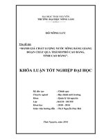 Đánh giá chất lượng nước sông Bằng Giang đoạn chảy qua thành phố Cao Bằng - tỉnh Cao Bằng.