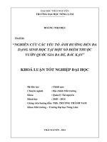 Nghiên cứu các yếu tố ảnh hưởng đến đa dạng sinh học tại một số điểm thuộc Vườn quốc gia Ba Bể, Bắc Kạn.